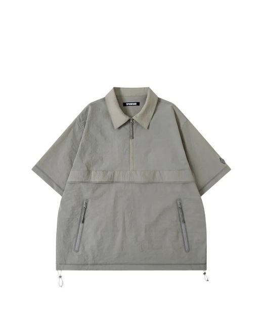 Spoonyard Gray Half-Zip Short-Sleeve Polo Shirt