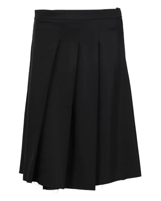 Song For The Mute Black Pleated Frayed-Edge Skirt for men