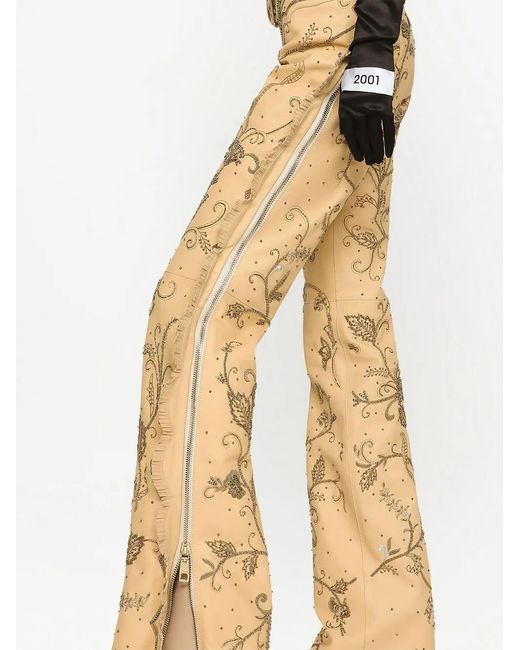 Dolce & Gabbana Natural Kim Dolce&Gabbana Embellished Leather Trousers