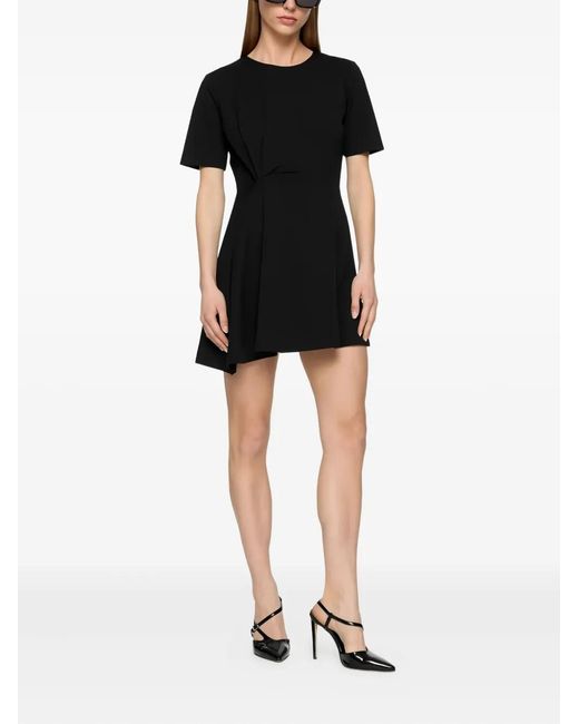 Dondup Black Twist-Detail Short-Sleeve Mini Dress