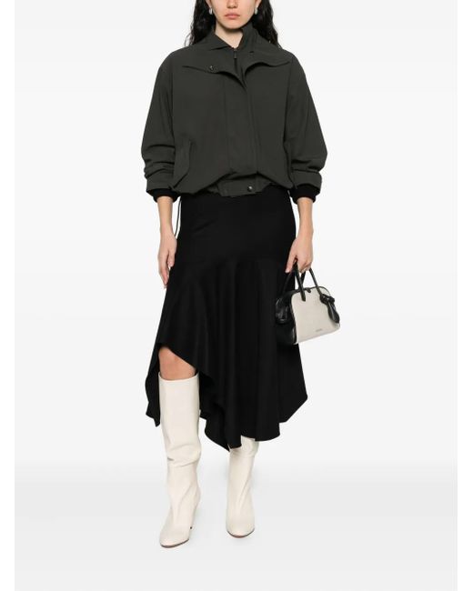 Alberta Ferretti Black Asymmetric Ruffled Skirt