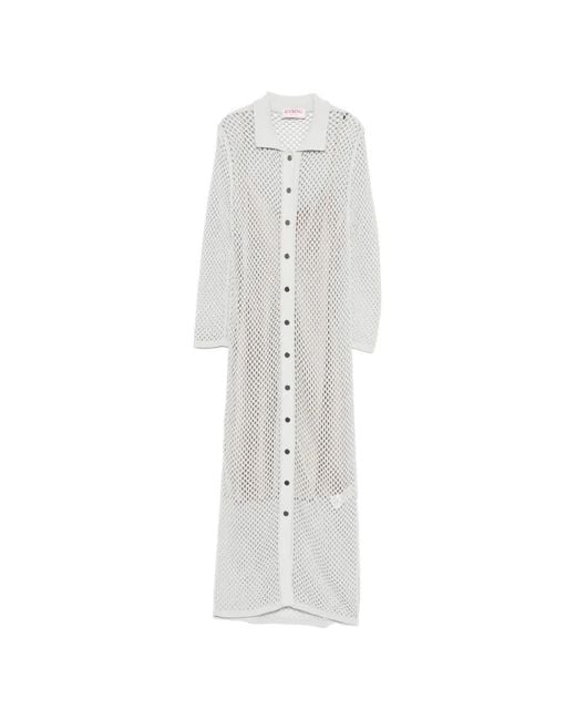 Iceberg White Robe Longue À Boutonnière