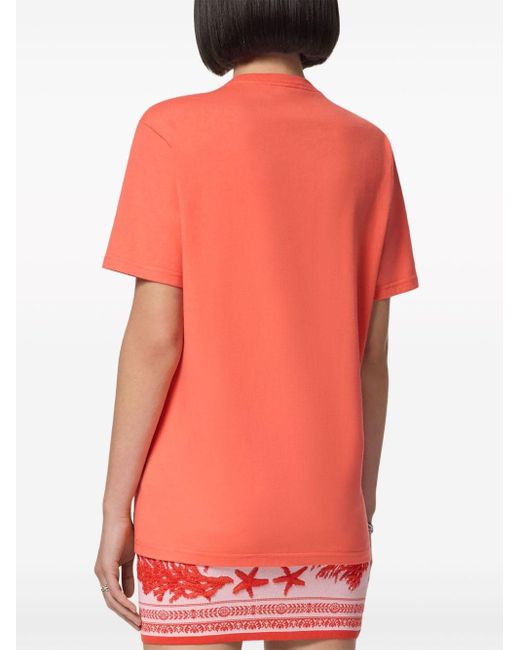 Versace Orange Logo-print Cotton T-shirt