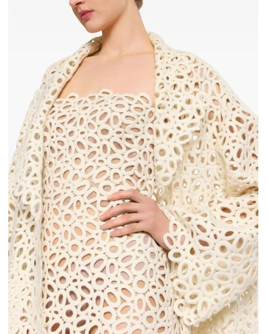 Elie Saab White Macramé Coat