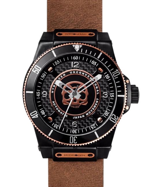 Hydrogen Black Sportivo 42Mm Skull Motif Carbon Fibre Watch for men