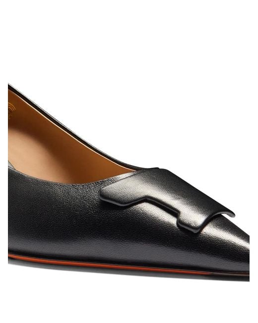 Santoni Black Leather Pumps