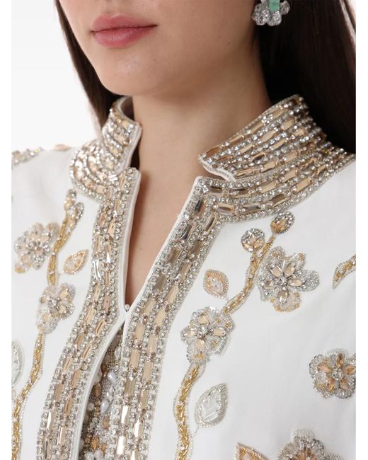 Dina Melwani White Embroidered Jacket