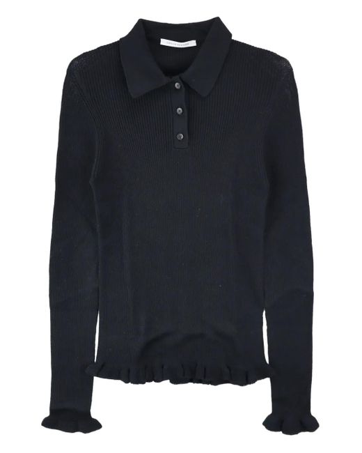 CECILIE BAHNSEN Geribbelde Polotop Met Ruches in het Blue
