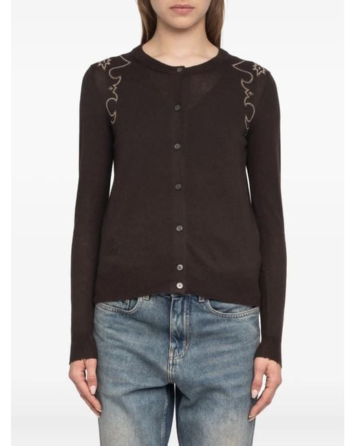 Zadig & Voltaire Black Embellished Cashmere Cardigan