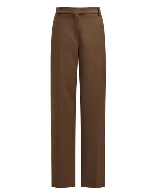 12 STOREEZ Brown Wool-Blend Pleated Trousers