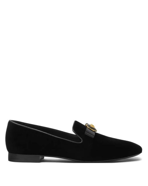 Versace Black Gianni Ribbon Velvet Slippers