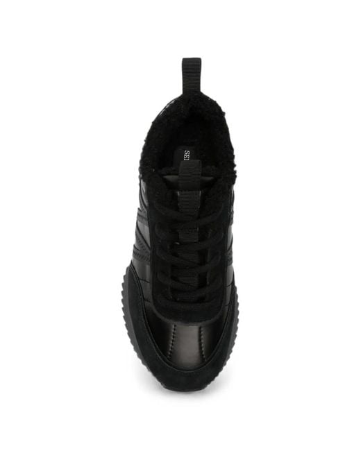 SERGIO MORETTI FIRENZE Black Shearling-Lined Panelled Sneakers