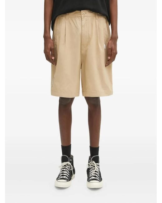 Aape By A Bathing Ape Natural Pleated-Detail Logo-Patch Shorts for men