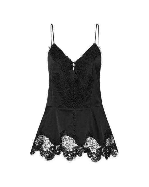 ROTATE BIRGER CHRISTENSEN Black Camisole Lace Top