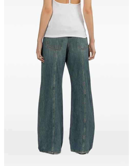 Helmut Lang Gerafelde Jeans in het Blue