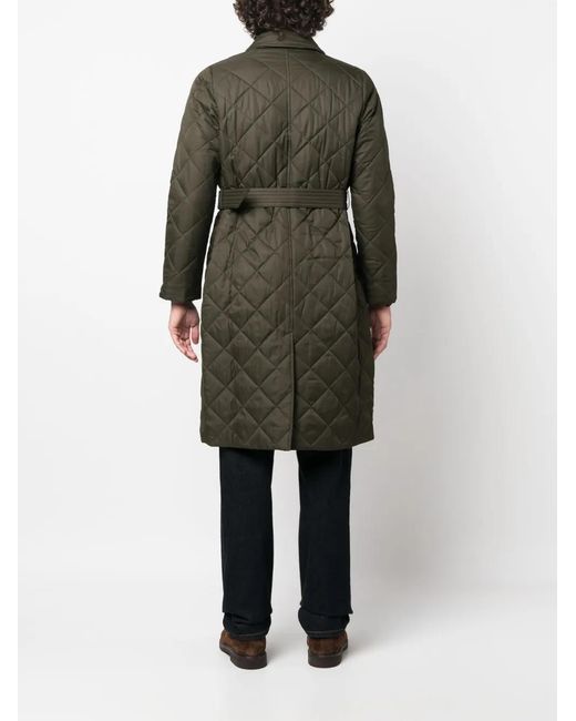 Barbour Gray Diamond-Quilted Single-Breasted Coat for men