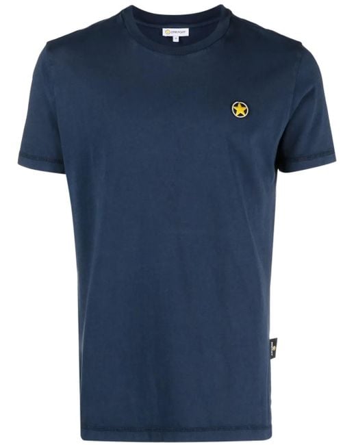 Star Point Blue Logo-Patch Cotton T-Shirt for men