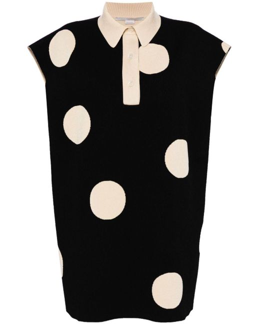 Stella McCartney Black Polka Dot Ribbed Knit Dress