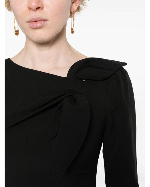 Robe mi-longue à détail de nœud Nissa en coloris Black