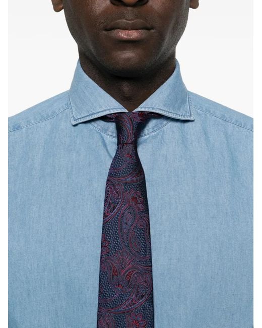 Luigi Borrelli Napoli Blue Button-Fastening Shirt for men