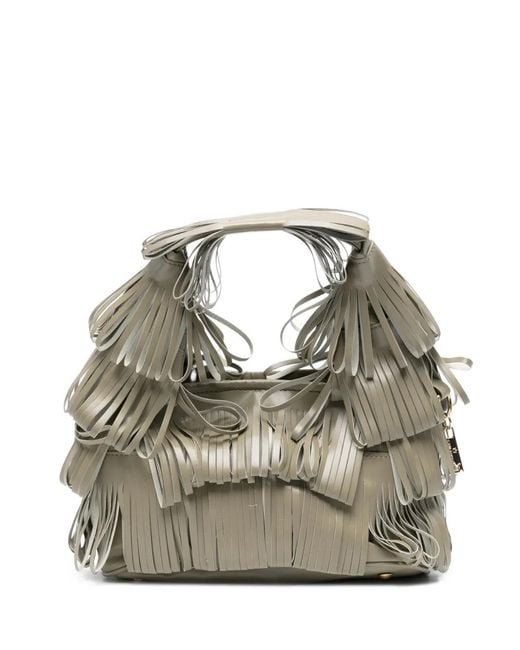 La Milanesa Metallic Small Capucine Fringed Tote Bag