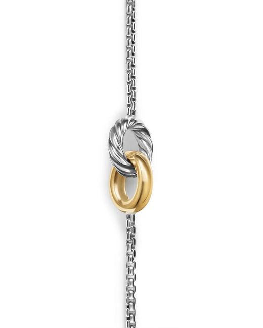 David Yurman White 14Kt And Sterling Petite Cable Bracelet (15Mm)