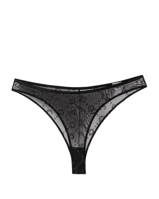 MARINE SERRE Black Moonagram Glittered Mesh Briefs