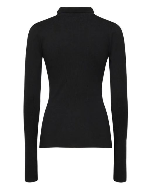 Balenciaga Black Ribbed Polo Shirt