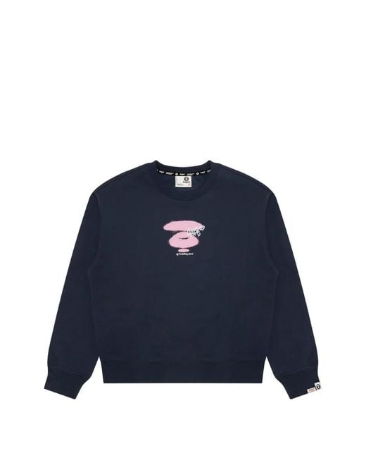 Aape By A Bathing Ape Blue Aapeunvs Moonface Sweatshirt