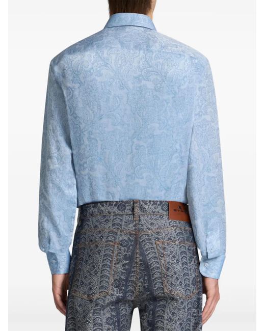 メンズ Etro フローラル シャツ Blue