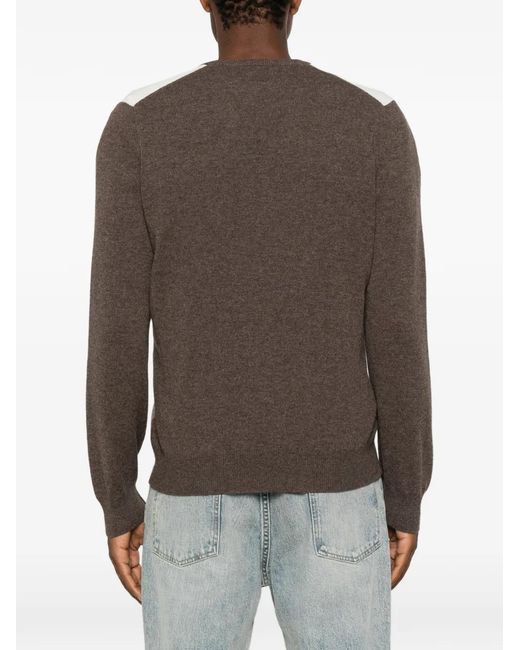 Vengera Brown Argyle-Pattern V-Neck Sweater for men