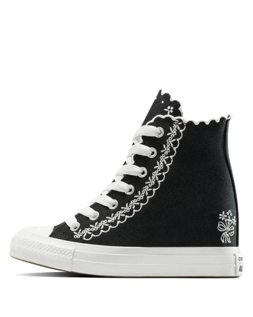 Converse Black Embroidered Scalloped-Edge Sneakers