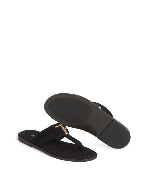 Tom Ford Black Logo-Plaque Slides for men