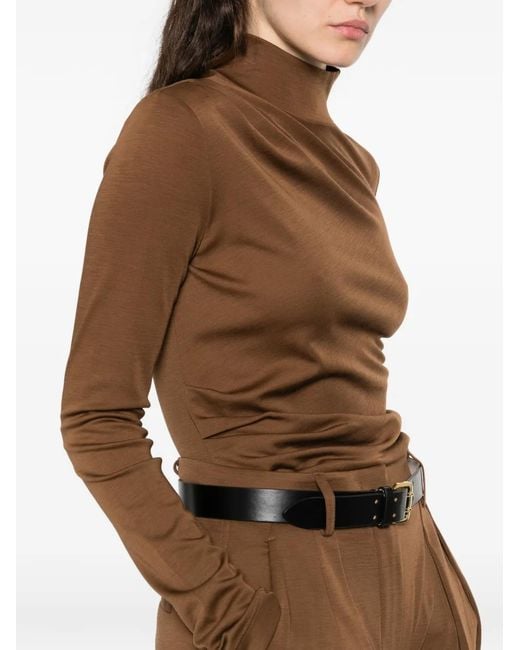 Max Mara Orme Gedrapeerde Top in het Brown