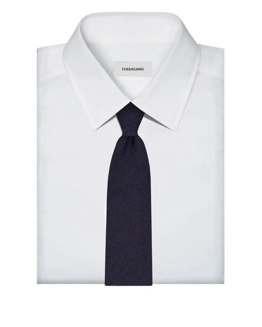 Ferragamo Blue Cravate À Logo Brodé for men