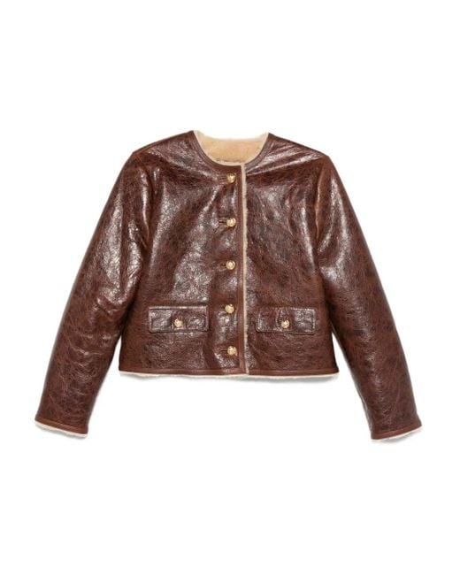 Nili Lotan Brown Zanie Button Leather Jacket