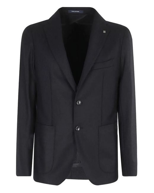 Tagliatore Black Single-Breasted Patch-Pocket Blazer for men