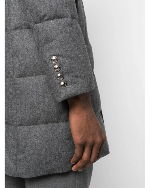 Thom Browne Gray 4-Bar Padded Coat for men