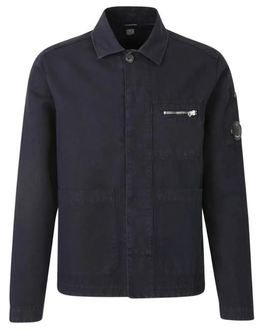 C P Company Blue Twill Shirt Jacket for men