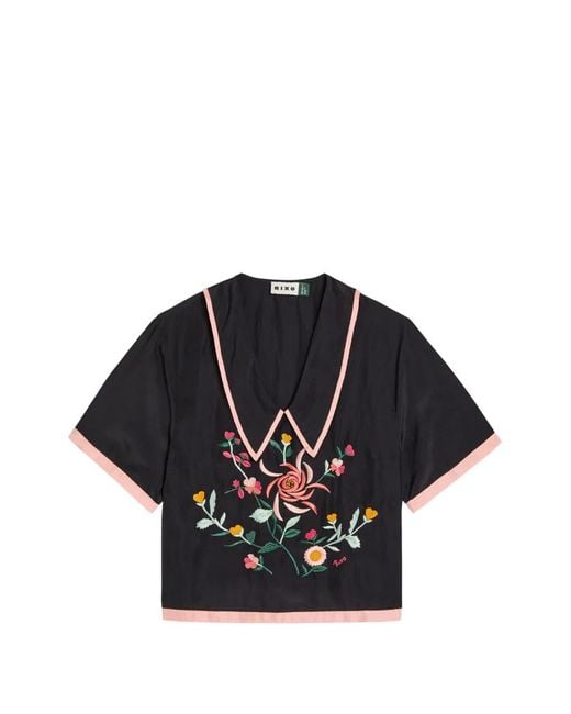 Rixo Black Nicolina Embroidery Top