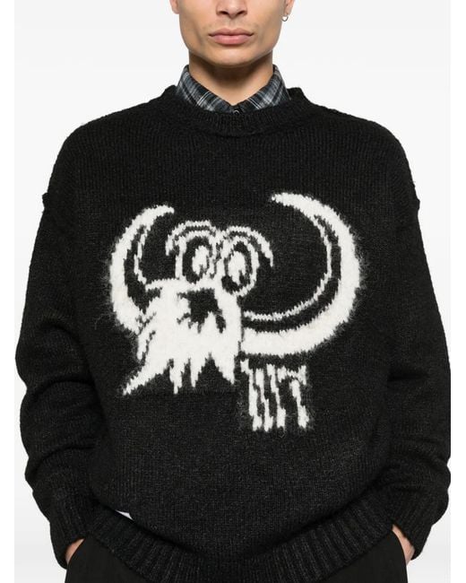 (w)taps Black Graphic Crew-Neck Sweater for men