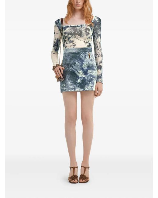 Roberto Cavalli Blue Appaloosa-Print T-Shirt