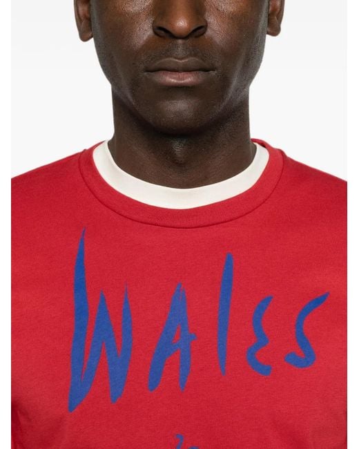 Wales Bonner Red Logo-Print Crew-Neck T-Shirt