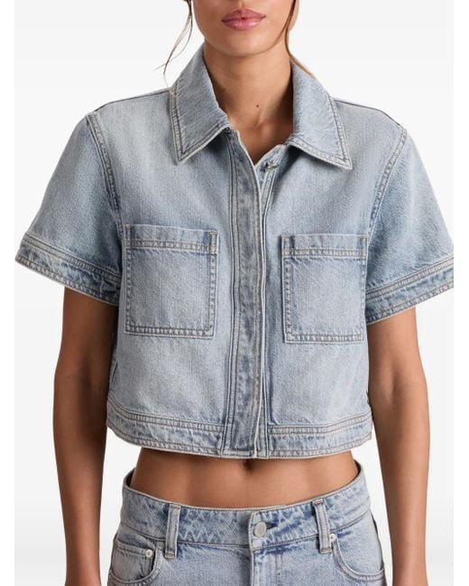 Alice + Olivia ショートスリーブ デニムシャツ Blue