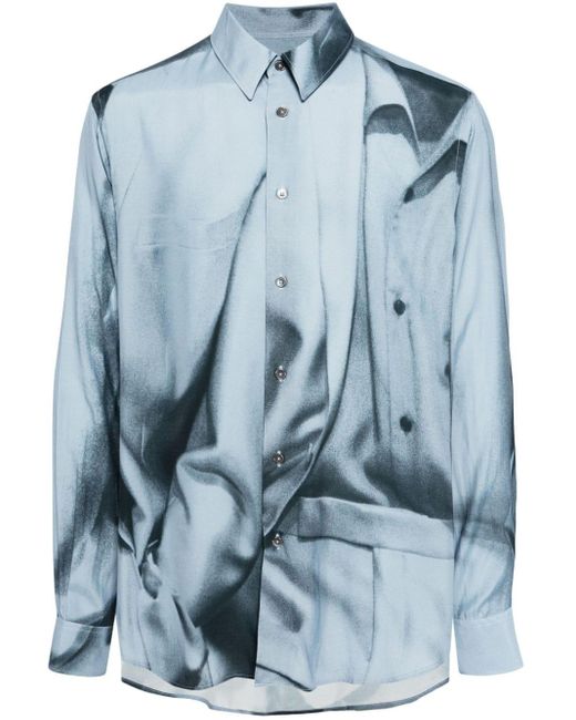 Paul Smith Blue Trompe L'oeil-print Shirt for men