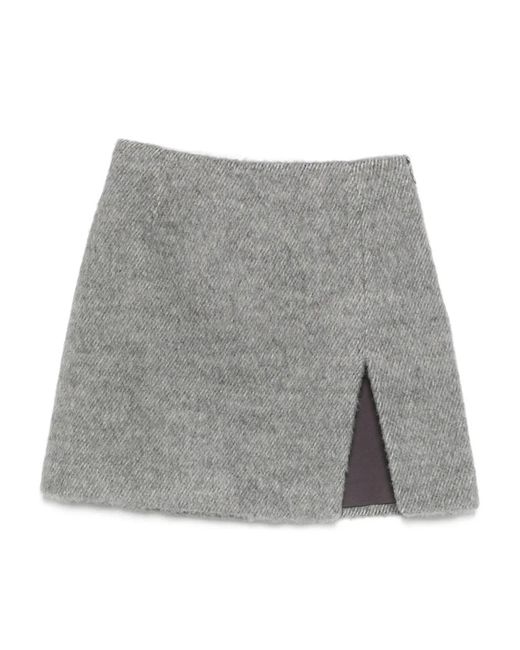 ANDAMANE Gray Front-Slit Mini Skirt