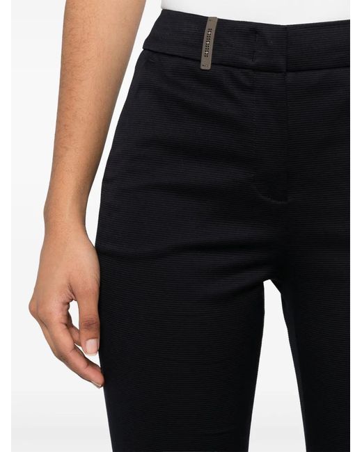 Peserico Black Ottoman Fine-Ribbed Flared Trousers