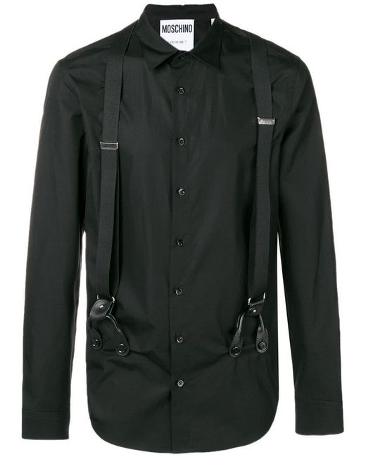 Moschino Black Shirt With Suspenders And Harness for men