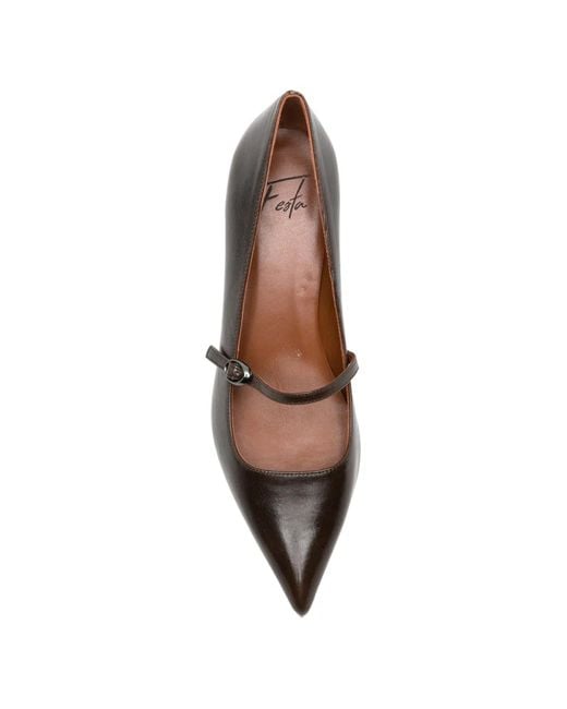 Roberto Festa Brown Aristea Buckle-Strap Leather Pumps