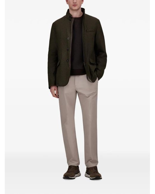 Herno Green Button-Up High-Neck Jacket for men